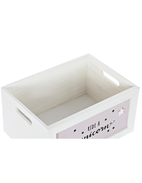 Lot de paniers DKD Home Decor Jaune Blanc Gris Rose Bois de paulownia Enfant 40 x 30 x 55 cm (5 Pièces) (5 Unités)
