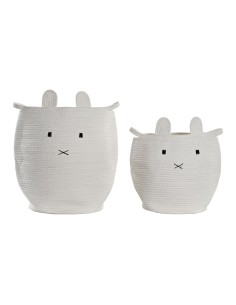 Lot de paniers DKD Home Decor Blanc Enfant Animal 35 x 35 x 49 cm (2 Unités)