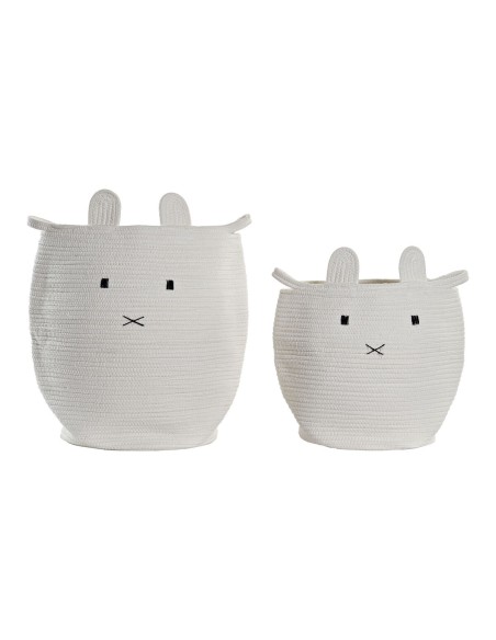 Lot de paniers DKD Home Decor Blanc Enfant Animal 35 x 35 x 49 cm (2 Unités)