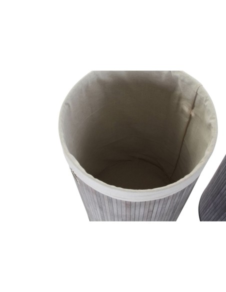 Lot de paniers DKD Home Decor Beige Gris Bambou 38 x 38 x 60 cm (3 Pièces) (2 Unités)