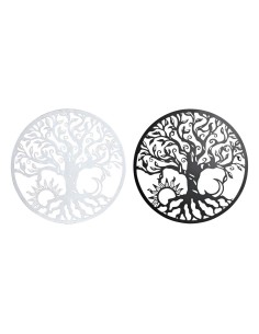 Décoration murale DKD Home Decor 100 x 1 x 100 cm Noir Blanc Indien (2 Unités)