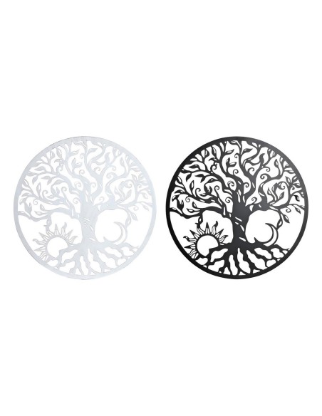 Décoration murale DKD Home Decor 100 x 1 x 100 cm Noir Blanc Indien (2 Unités)