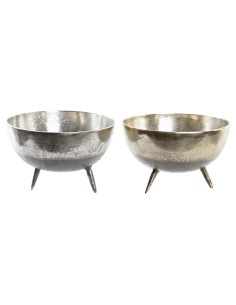 Centre de Table DKD Home Decor 31 x 31 x 19,5 cm Argenté Doré Moderne (2 Unités)
