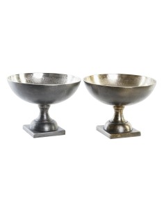Centre de Table DKD Home Decor 25 x 25 x 19 cm Argenté Doré Moderne (2 Unités)