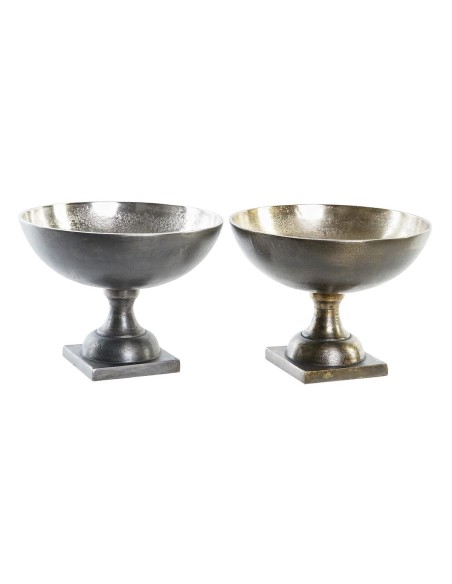 Centre de Table DKD Home Decor 25 x 25 x 19 cm Argenté Doré Moderne (2 Unités)