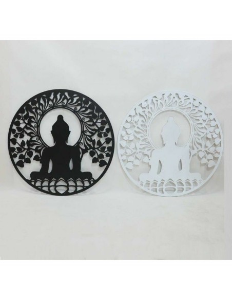 Décoration murale DKD Home Decor 98 x 1 x 98 cm 100 x 1 x 100 cm Noir Buda Blanc Oriental (2 Unités)