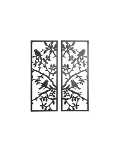 Décoration murale DKD Home Decor (2 Pièces) Métal Oiseaux Shabby Chic (35 x 1,3 x 91 cm)