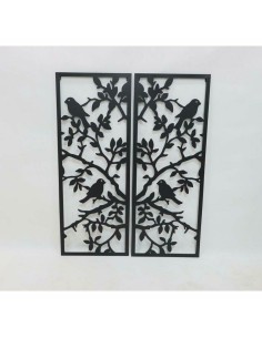 Décoration murale DKD Home Decor (2 Pièces) Métal Oiseaux Shabby Chic (35 x 1,3 x 91 cm) 2
