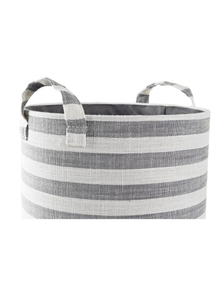 Set de basket DKD Home Decor Gris Rayures Coton (3 Pièces) (35 x 35 x 40 cm)