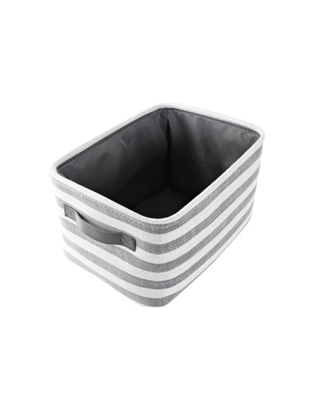 Set de basket DKD Home Decor Gris Rayures Coton (42 x 32 x 25 cm) (3 Pièces)