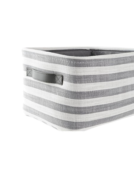 Set de basket DKD Home Decor Gris Rayures Coton (42 x 32 x 25 cm) (3 Pièces)