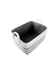 Set de basket DKD Home Decor Rayures Gris Coton (40 x 30 x 23 cm) (2 Pièces) 2
