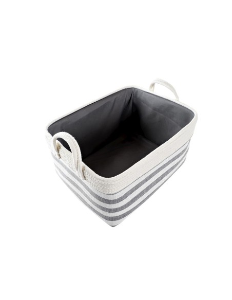 Set de basket DKD Home Decor Rayures Gris Coton (40 x 30 x 23 cm) (2 Pièces)