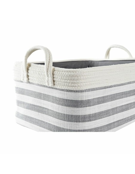 Set de basket DKD Home Decor Rayures Gris Coton (40 x 30 x 23 cm) (2 Pièces)