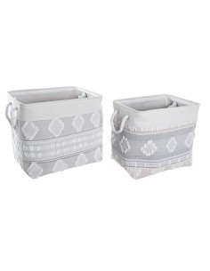 Set de basket DKD Home Decor Gris Coton (45 x 35 x 40 cm) (2 Pièces)