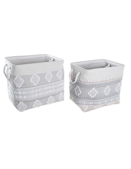 Set de basket DKD Home Decor Gris Coton (45 x 35 x 40 cm) (2 Pièces)