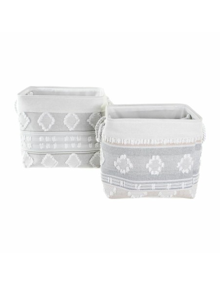 Set de basket DKD Home Decor Gris Coton (45 x 35 x 40 cm) (2 Pièces)