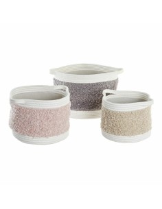 Set de basket DKD Home Decor Coton Enfant (34 x 34 x 27 cm) (3 Pièces)