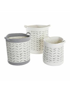 Set de basket DKD Home Decor Gris Coton (3 Pièces) (35 x 35 x 40 cm)