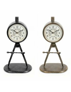 Horloge de table DKD Home Decor 17 x 8 x 31 cm Noir Doré Fer PVC Loft (2 Unités)