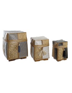 Set de basket DKD Home Decor Naturel 33 x 33 x 40 cm Bambou 32 x 32 x 40 cm Boho 2