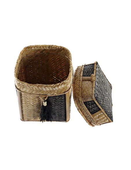 Set de basket DKD Home Decor Naturel 33 x 33 x 40 cm Bambou 32 x 32 x 40 cm Boho