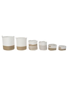 Set de basket DKD Home Decor Blanc Coton Jute (45 x 45 x 54 cm) (6 Pièces) 2