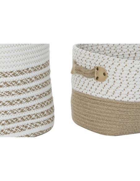Set de basket DKD Home Decor Blanc Coton Jute (45 x 45 x 54 cm) (6 Pièces)