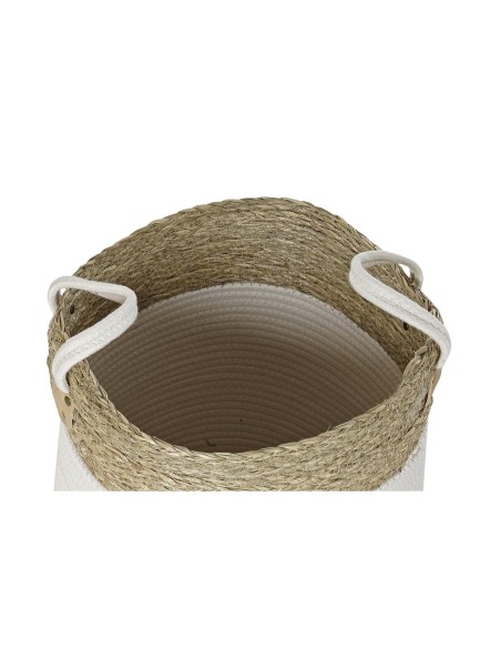 Set de basket DKD Home Decor Blanc Coton Fibre naturelle (41 x 41 x 52,5 cm) (7 Pièces)