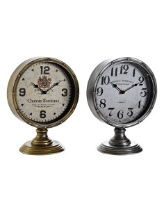 Horloge de table DKD Home Decor Doré Argenté Métal Verre Vintage 20,5 x 13,5 x 28 cm (2 Unités)