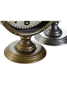 Horloge de table DKD Home Decor Doré Argenté Métal Verre Vintage 20,5 x 13,5 x 28 cm (2 Unités) 2
