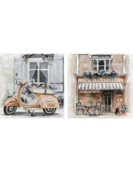 Toile DKD Home Decor Rue Traditionnel 90 x 3,7 x 90 cm 90 x 3,5 x 90 cm (2 Unités)