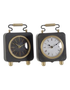 Horloge de table DKD Home Decor Noir Argenté PVC Métal Plastique 14,5 x 5 x 21 cm (2 Unités)