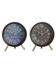 Horloge de table DKD Home Decor Bleu Noir Multicouleur Métal Verre Vintage 20,5 x 5 x 24 cm (2 Unités)