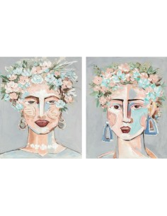 Toile DKD Home Decor Fleurs Moderne 80 x 3,7 x 100 cm (2 Unités)