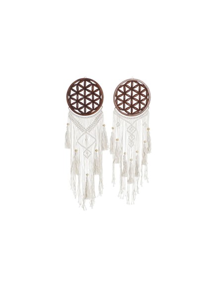 Décoration Suspendue DKD Home Decor 25 x 1 x 93 cm Marron Blanc (2 Unités)