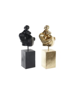 Figurine Décorative DKD Home Decor Couple Noir Doré 15,5 x 13,5 x 37,5 cm (2 Unités)