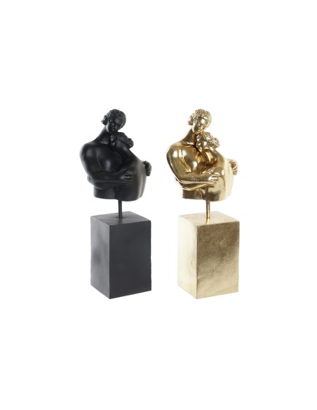 Figurine Décorative DKD Home Decor Couple Noir Doré 15,5 x 13,5 x 37,5 cm (2 Unités)