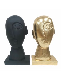 Figurine Décorative DKD Home Decor Visage Noir Doré 14,5 x 10,5 x 27,5 cm (2 Unités)