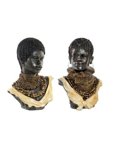 Figurine Décorative DKD Home Decor Noir Beige Colonial Africaine Africain 26 x 20 x 42 cm (2 Unités)
