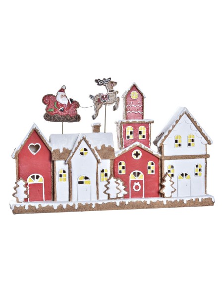 Décorations de Noël DKD Home Decor Maison Blanc Rouge Résine 41 x 7,5 x 27 cm