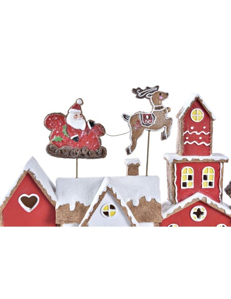Décorations de Noël DKD Home Decor Maison Blanc Rouge Résine 41 x 7,5 x 27 cm