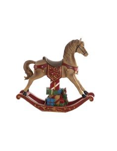 Décorations de Noël DKD Home Decor Marron Rouge Résine Cheval 34 x 10 x 32 cm (3 Unités)