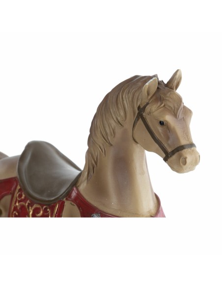 Décorations de Noël DKD Home Decor Marron Rouge Résine Cheval 34 x 10 x 32 cm (3 Unités)