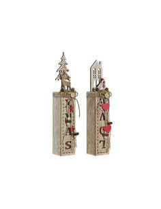 Décoration lumineuse DKD Home Decor Noël Naturel (6,5 x 7,5 x 36 cm) (2 Unités)