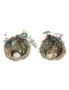 Décorations de Noël DKD Home Decor Polyester Rotin (14 x 11 x 15 cm) (2 Unités)