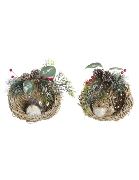 Décorations de Noël DKD Home Decor Polyester Rotin (14 x 11 x 15 cm) (2 Unités)