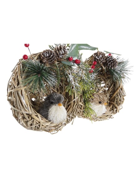Décorations de Noël DKD Home Decor Polyester Rotin (14 x 11 x 15 cm) (2 Unités)