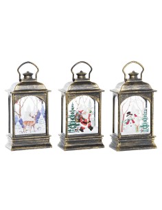 Décoration lumineuse DKD Home Decor Noël Noir Doré (7 x 4 x 13,5 cm) (3 Unités)
