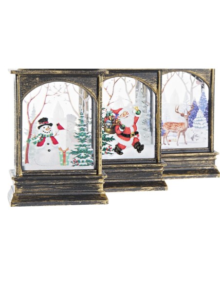 Décoration lumineuse DKD Home Decor Noël Noir Doré (7 x 4 x 13,5 cm) (3 Unités)